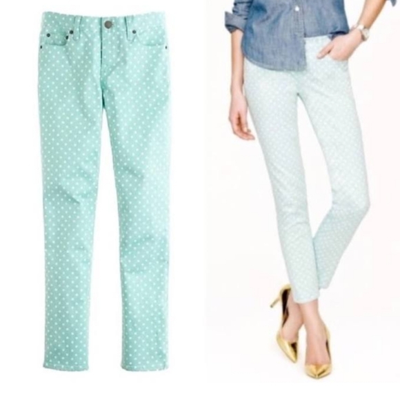 J. Crew Denim - J. Crew Mint Polka Dot Cropped Matchstick Jeans 28